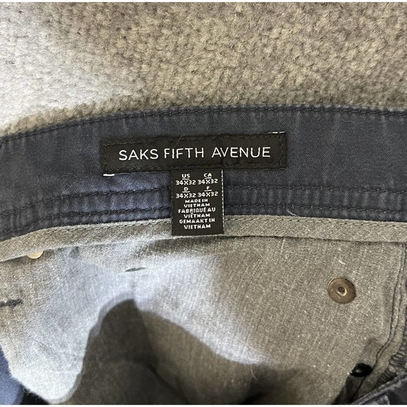 Saks Fifth Avenue Straight Leg Pants Mens Size 34x32 Stretch Blue‎ 5 Pocket - Picture 3 of 10